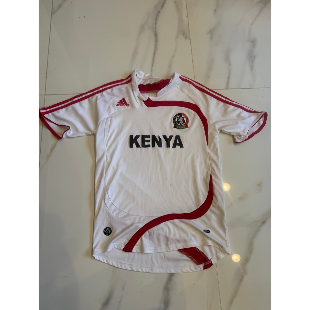 Adidas Kenya Football Federation Soccer Jersey White Red Mens Medium Clima365